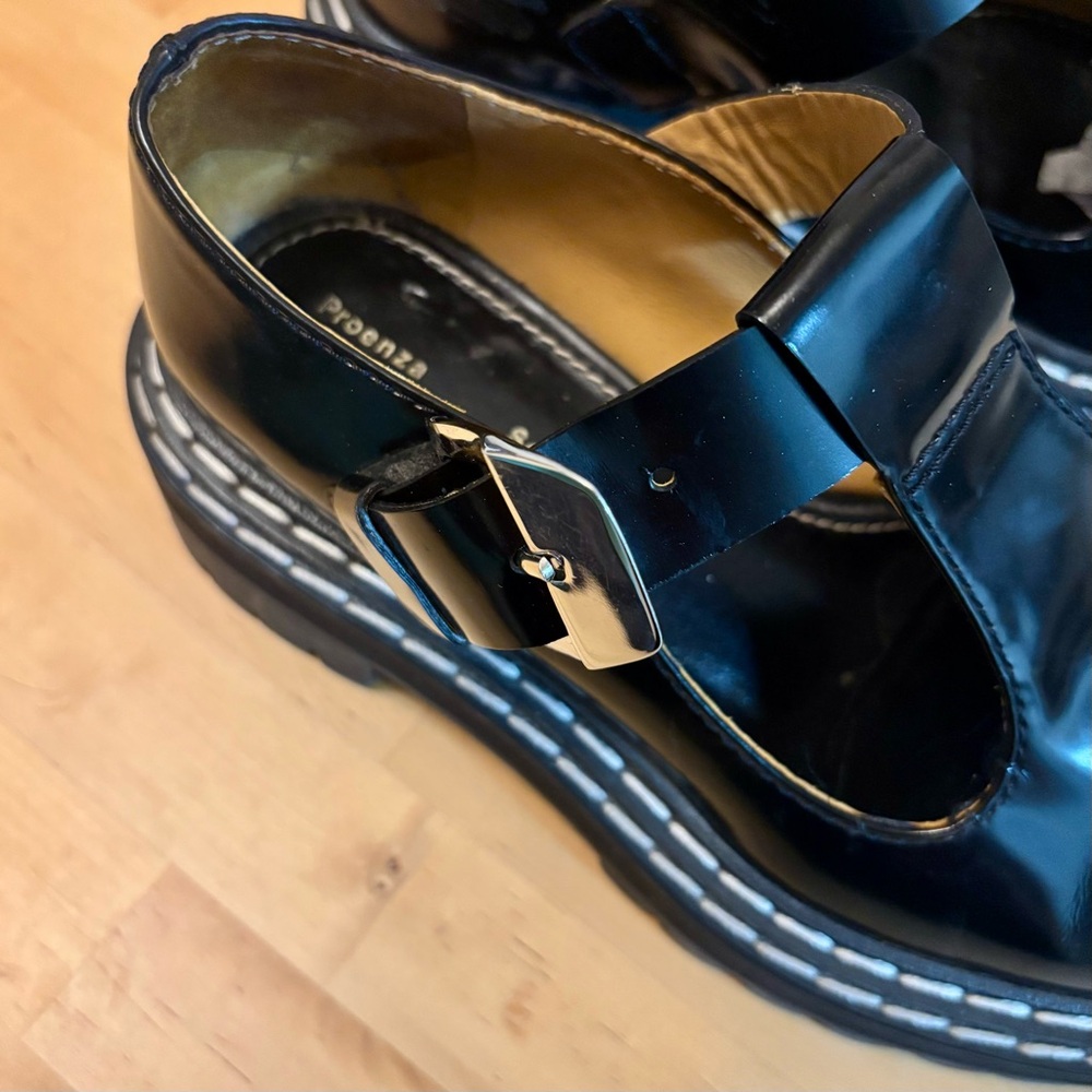 Proenza Schouler Black Leather Lug Sole Mary Jane Loafers with Buckle - Picture 2 of 6
